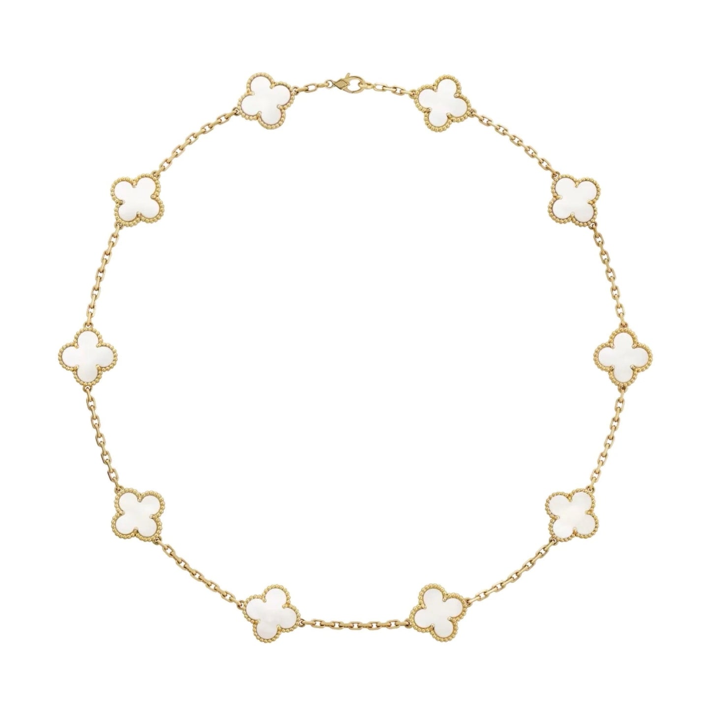 KLEEBLATT HALSKETTE 10 | WEISS GOLD
