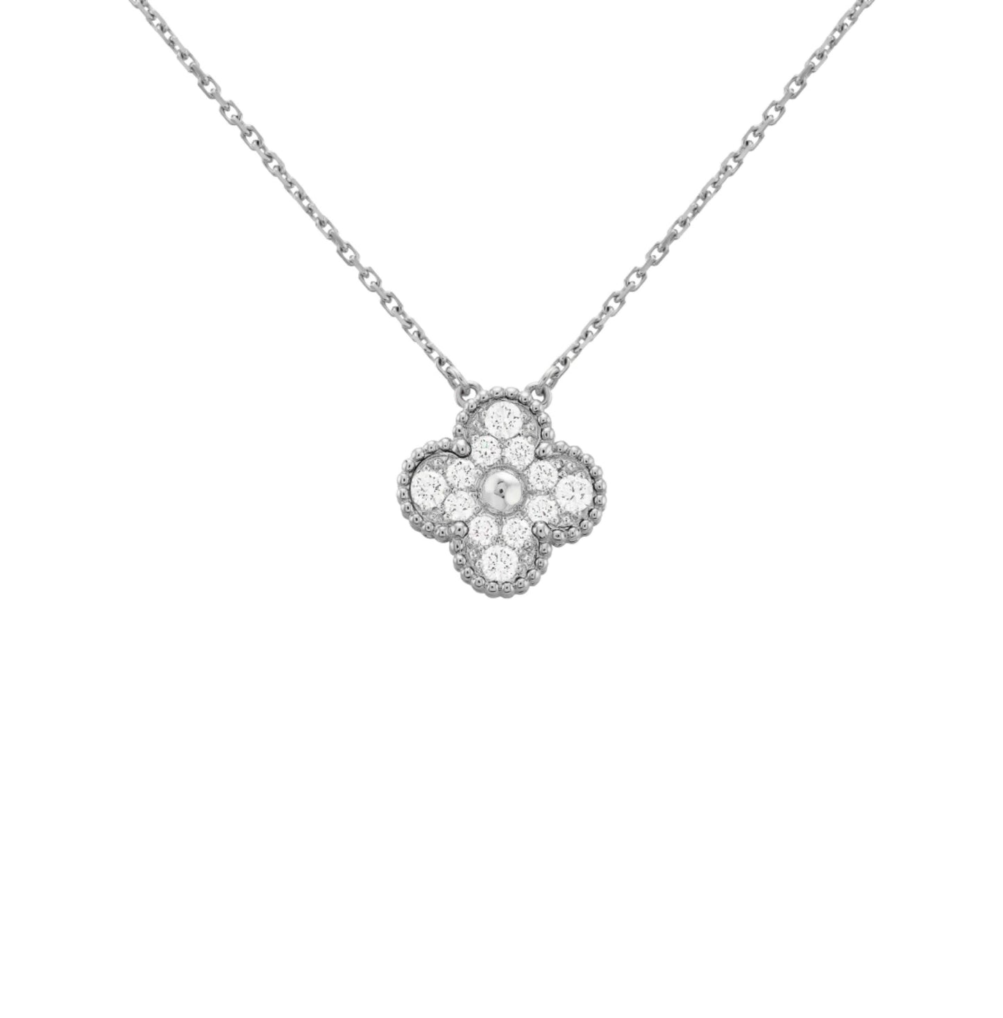 KLEEBLATT DIAMANT HALSKETTE | SILBER