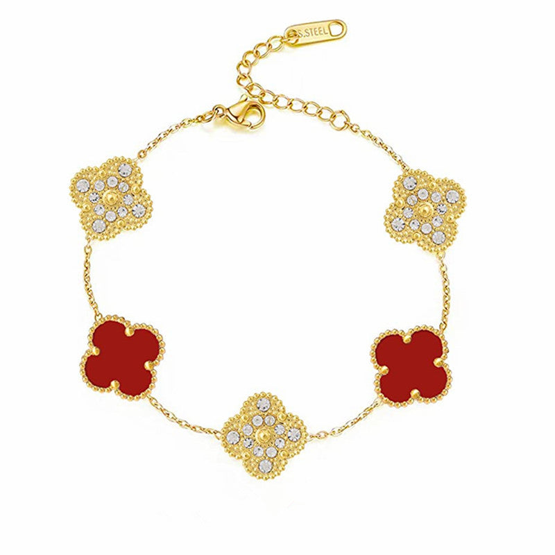 DELUXE KLEEBLATT ARMBAND | RUBY