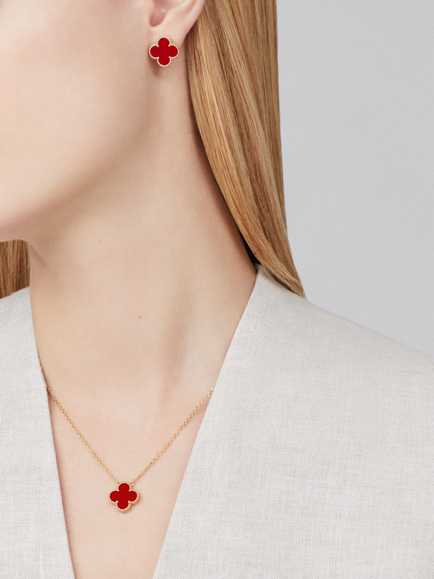 KLEEBLATT HALSKETTE | ROT GOLD