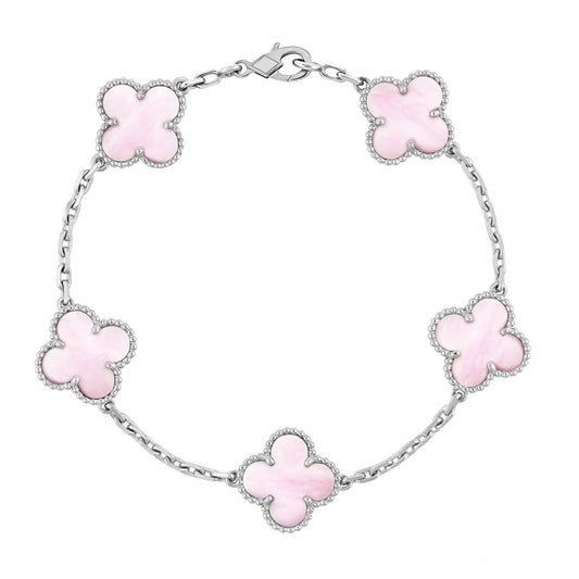 KLEEBLATT ARMBAND | SILBER PINK