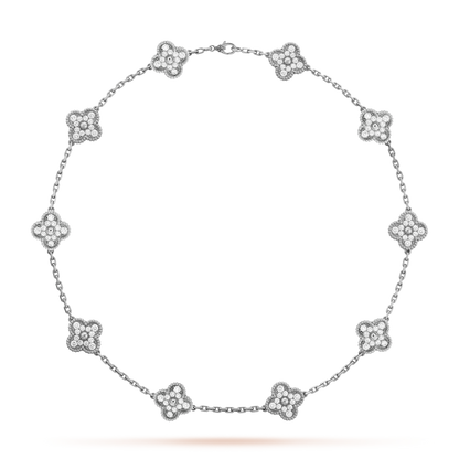 KLEEBLATT DIAMANT HALSKETTE 10 | SILBER