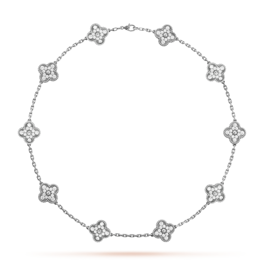 KLEEBLATT DIAMANT HALSKETTE 10 | SILBER