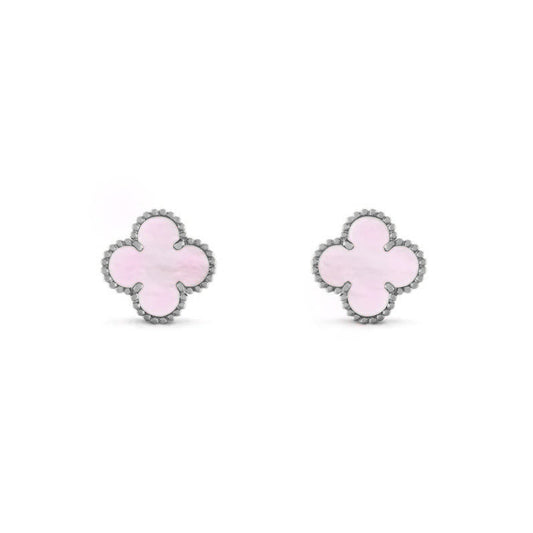 KLEEBLATT OHRRINGE | SILBER PINK