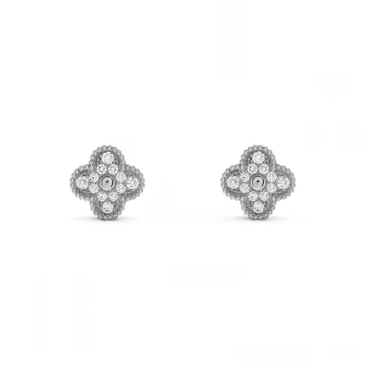 KLEEBLATT DIAMANT OHRRINGE | SILBER