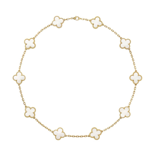 KLEEBLATT HALSKETTE 10 | WEISS GOLD