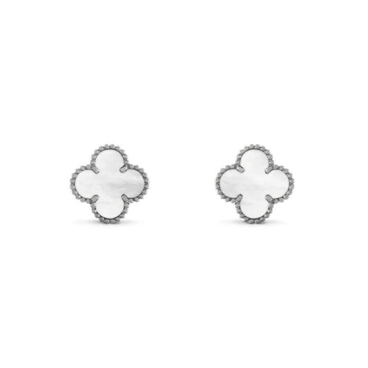 KLEEBLATT OHRRINGE | SILBER WEISS