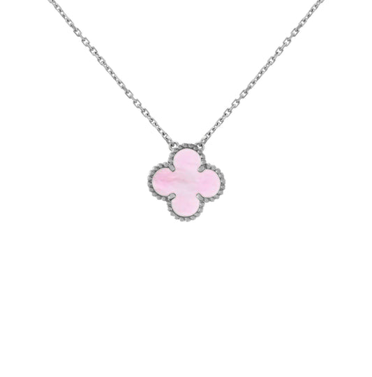 KLEEBLATT HALSKETTE | PINK SILBER