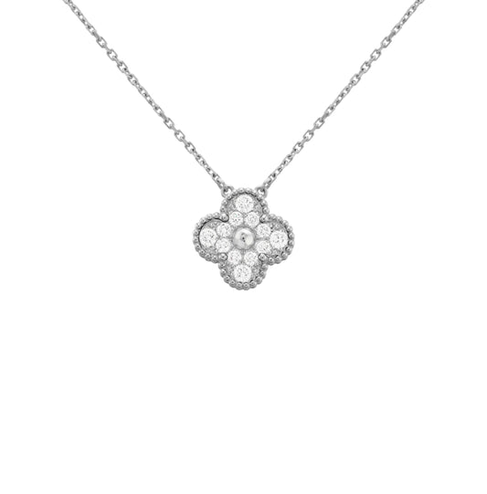 KLEEBLATT DIAMANT HALSKETTE | SILBER