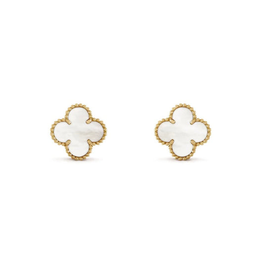 KLEEBLATT OHRRINGE | WEISS GOLD