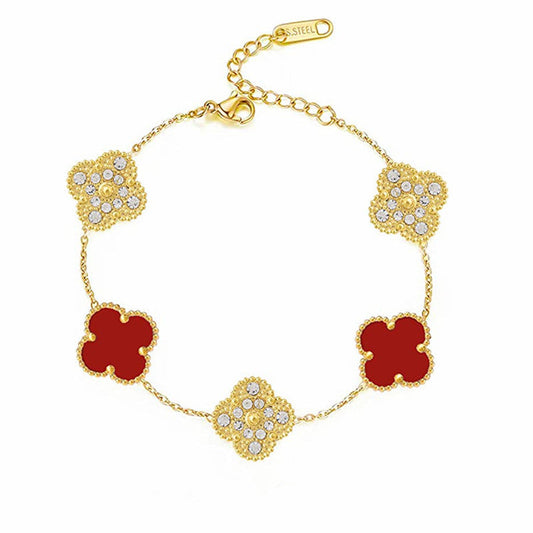 DELUXE KLEEBLATT ARMBAND | RUBY