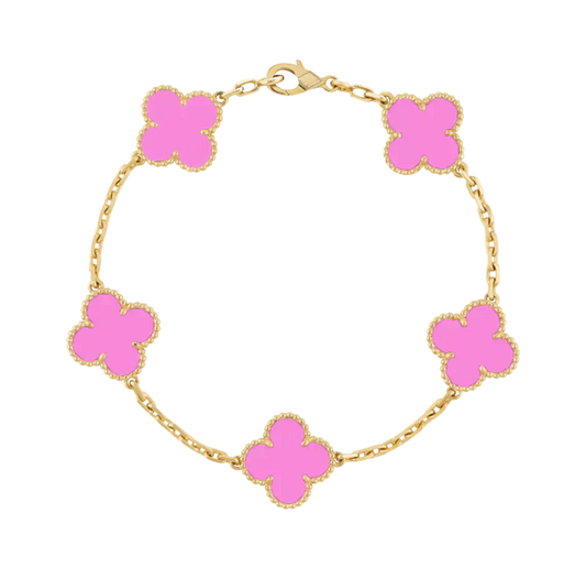 KLEEBLATT ARMBAND | NEON PINK GOLD