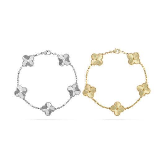 KLEEBLATT ARMBAND SET | GOLD SILBER